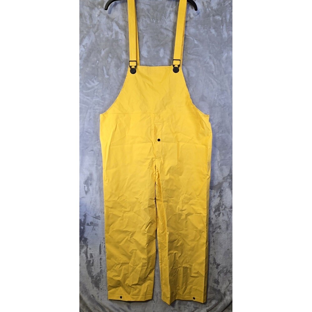 Stearns Bib Overalls Yellow Large Fisherman Outdoors Work Rainwear Adj Strap